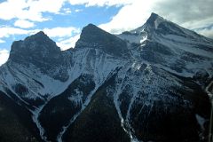 08 The Three Sisters - Charity Peak, Hope Peak and Faith Peak From Helicopter Just After Takeoff From Canmore To Mount Assiniboine In Winter.jpg